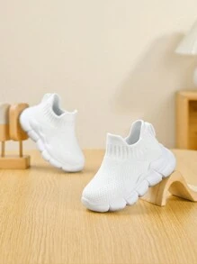 Baby Breathable Mesh Sock Shoes, Soft-Sole Comfortable Prewalker Shoes - White - View 1