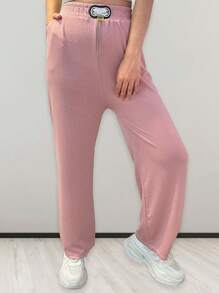 Ladies Wide Leg Pants, Casual, Sexy And Elegant Design, Cotton And Polyester Fabric, Suitable For Spring And Summer Seasons, Natural Waist Fit, Functional Pockets, Cool, Light And Comfortable. - 粉色 - 查看 1