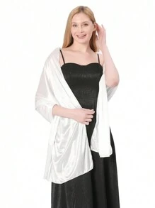 1pc Fashionable Evening Wrap Shawl, Satin Shawl, Extra Long Wedding Shawl For Brides Party