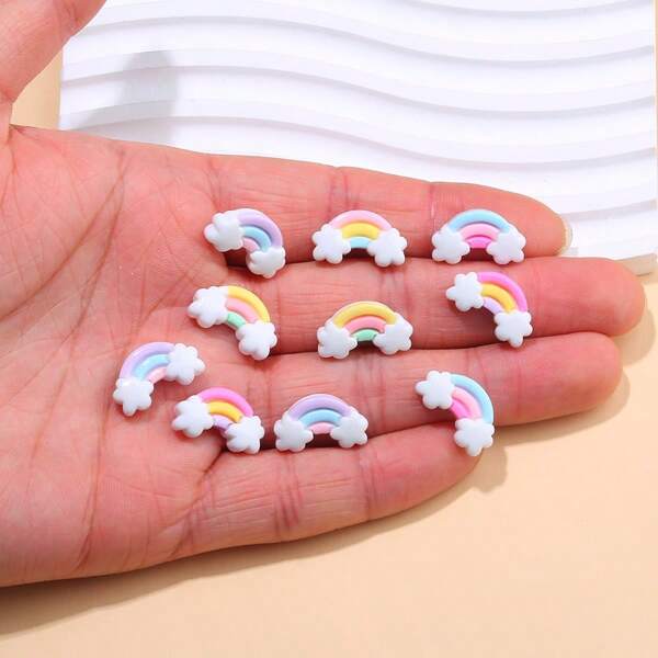 10/30/50pcs Miniature Rainbow Cloud Resin Decorative Accessories - Suitable For DIY Hairpins, Shoe Buckles, Hat Pins Etc. - Cute Handmade Craft Material