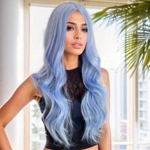 1 Colorful Synthetic Wig Body Wave Long Curly Hair Center Part No Fringe Wig Halloween Christmas Festival Green Hat Festival Wig Multi-Colored Wig Navy Blue Royal Blue Wine Red Black Purple