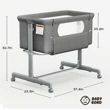 ADOVEL Baby Bassinet Bedside Sleeper For Newborn Bed Crib With Breathable Mesh Sides Co-Sleeping Bedside Crib For Infant Breastfeeding With 6 Height-Adjustable And Wheels, H-Type Stable Frame - Xám - Xem 6