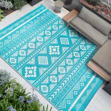 Outdoor Rugs For Patio Waterproof Large Plastic Straw Rugs Reversible Portable Picnic Blanket Easy Cleanning Camping Mat Outdoor Area Rug For Garden Balcony Deck - Teal - View 2
