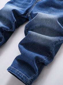 Young Boy Solid Color Elastic Casual Denim Jeans Pants, Spring