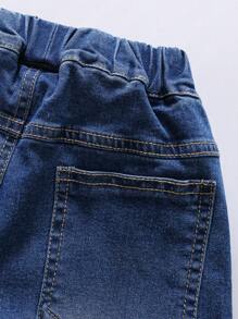 Young Boy Solid Color Elastic Casual Denim Jeans Pants, Spring