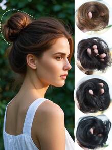 Syntetyczne włosy Scrunchie Bun Maker, puszysty kok z włosów Donut, elastyczna gumka do włosów Bun Cover Hairpiece, odpowiednia dla kobiet do codziennego upięcia