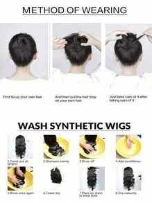 Syntetyczne włosy Scrunchie Bun Maker, puszysty kok z włosów Donut, elastyczna gumka do włosów Bun Cover Hairpiece, odpowiednia dla kobiet do codziennego upięcia
