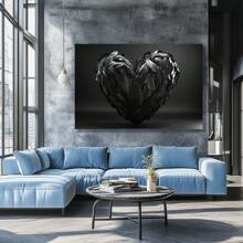 1 Pc Feather Heart Special Heart Shaped Canvas Art Print Poster Wooden Framed Canvas Painting Thickness 2.25cm/0.9inch High Quality Wall Art Prints Poster Direct Hanging Wall Picture Decor For Home Gifts, Gift, Decoration,Living Room, Bathroom, Bedroom, Kitchen