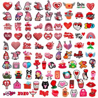 15/25 piezas aleatorias de la serie del Día de San Valentín Encantos para zapatos para sandalias, decoraciones de PVC para zapatos, accesorios para Navidad, cumpleaños, fiesta, regalo, pasadores para zapatos para adolescentes, hombres, mujeres y adultos