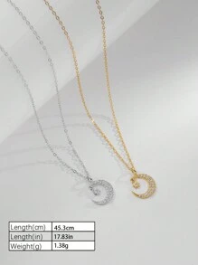 1pc 925 Sterling Silver Moon & Star Pendant Necklace, Cross Gold Necklace, Suitable For Women's Daily Wear