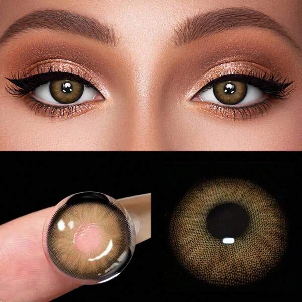 1 Paar bunte Kontaktlinsen für die Augen, natürlich aussehende Linsen in den Farben Braun, Grau und Grün für kosmetische Zwecke, Jahres-Kontaktlinsen für schöne Augen, Halloween Kostüm Cosplay