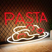 1pc Pasta Neon Sign For Wall Decor, LED Business Sign For Shop, Bedroom, Ideal Gift For Italian Pasta Restaurant Lover, 5V Power Adapter, Dimmable, 16*10.6 Inch (Red + White)