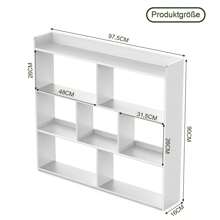OYAJIA ✨4-Tier Modern 7 Cube Bookshelf - Sturdy Wooden Freestanding Bookcase With Open Shelves | Multi-Functional Display Storage Unit For Living Room, Bedroom, Office | Space-Saving White Shelving (Easy Assembly)