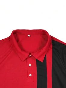 Men's Colorblock Short Sleeve Polo Shirt Set, Minimalist & Fashionable, Suitable For Summer