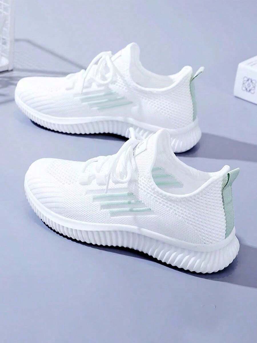 Women's Fashion Soft-Soled Simple Casual Sports Shoes, Breathable, Lightweight, Non-Slip Hiking Shoes, Breathable And Comfortable Running Shoes - 綠色 - 查看 1