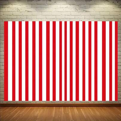 1pc High-End Red And White Striped Background 3D Illuminated Party Banner, No Power Required, Suitable For Birthday, Holiday, Wedding, Lecture, Home Decor, Easy To Hang With Clips