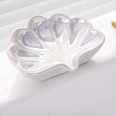 Ins-Style Ceramic Shell Soap Box, Jewelry Box, Lightweight And Easy To Clean, Home Decoration, Bathroom Small Happiness Back To School