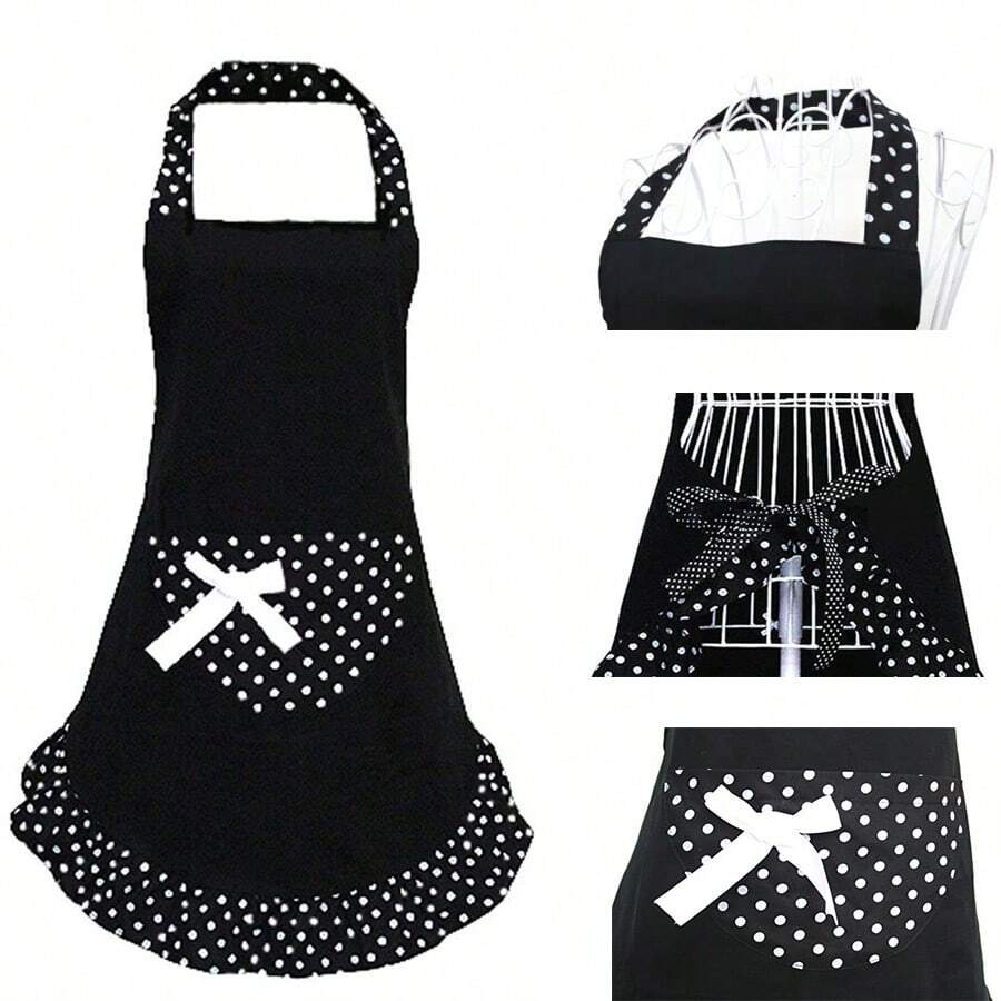 1 Stück verstellbare Kochschürze mit Taschen - professionelle Schürze für Männer und Frauen, Schwarz