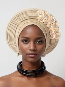 Fashionable Multi-Layer African Head Wrap With Ruffle Design, Soft Breathable Fabric, Suitable For Fashionistas And Cultural Enthusiasts, Easy To Wear And Style - Multicolor - View 10