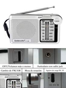 AM/FM Radio Portátil de Bolsillo funciona con 2 baterías AA con recepción de largo alcance para uso en interiores, exteriores y en casos de emergencia. Radio con altavoz y conector para auriculares - Plateado - Ver 10