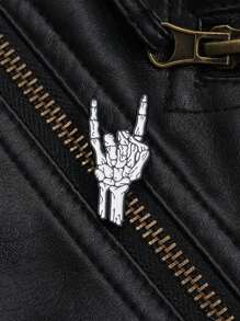 1pc Rock Skull Enamel Pin - Men Bold Fashion Statement - Handcrafted Horror Brooch - Perfect For Halloween - Backpack, Clothing & Hat Embellishment Pin For Clothes Bag Charm