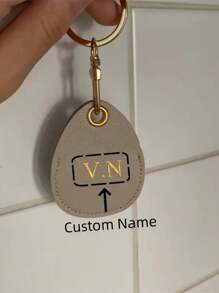 Personalized Faux Leather Keychain Alphabet Engraving Handmade Keyring, Accessory For Car Keys Business Cards, Bag Charm Trinkets - Keychain - View 12