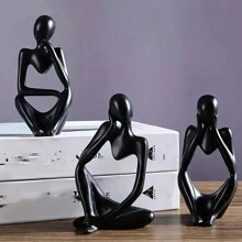 3 件套思想者雕像装饰抽象艺术雕塑，树脂收藏小雕像，适用于家庭客厅办公室架子装饰，绝佳礼品之选 - 彩色 - 查看 7