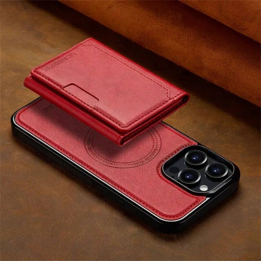 2 In-1 Removable Wallet Case Compatible With IPhone Samsunggalaxy Made Of Faux Leather And Featuring A Magnetic Foldable Bag.
