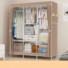 1pc Simple Fabric Closet, Multi Style Storage Wardrobe, Dustproof Clothes Cabinet, Steel Frame Reinforced Assembly, Suitable For Dormitory, Student, Rental Housing - Multicolor - View 11