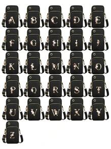 1pc Casual Letter & Flower Pattern Shoulder Bag,All-Match VersatileCrossbody Bag & Mobile Phone Bag