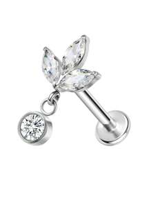 1PC Titanium Internally Threaded Waterdrop Dangle Labret Double Chain Dangle Top Helix Cartilage Piercing Ear Tragus Daith Earrings Jewelry