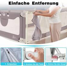 Froadp Baby Bed Rails - Light Grey - View 6