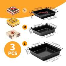 Three Pieces Set, Deep Square Baking Pan, Baking Cake Mold Set, Non-Stick Baking Pan, Durable Baking Utensils, Create Perfect Cake And Brownie Baking Pan. - Multicolor - View 4