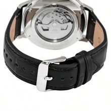 Orient Reloj mecánico automático de negocios para hombre con esfera romana, calendario, correa de acero, impermeable, placa azul, RA-AC0J05L10B - Negro - Ver 3