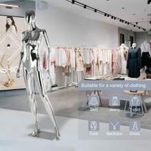 Female Mannequin Full Body Silver - 70" Detachable Woman Dress Form Mannequins Realistic Metal Base For Clothing Shops - Silver - View 5