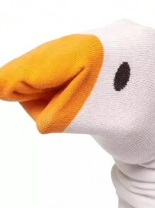 1 par de calcetines medianos unisex con diseño lindo de ganso y patito, de moda y versátiles, aptos para otoño/invierno