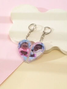 1 件全新亚克力可爱情侣心形表情包浣熊/猴子钥匙扣趣味动物主题钥匙扣配件/背包装饰/包饰/书包配件/钱包吊坠/朋友的汽车配件哥特 Y2k 万圣节配件教师节圣诞节礼物创意包配件挂绳带身份证夹 - 彩色 - 查看 11
