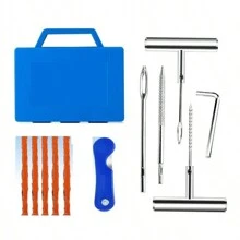 12pcs Portable Car Tyre Puncture Repair Kit For Repairing Tubeless Tires For Car Trucks Motorcycle,Etc - Blue - View 8