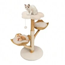 BingoPaw Climbing Tree Tower Cat Scratching Post For Indoor Cats Kitten Play Tower Activity Centre Climbing Stand With Dangling Ball - Wood+White - View 10