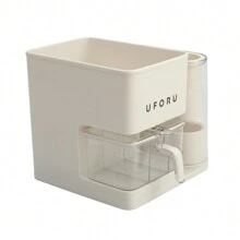 Living And Home 3-In-1 Kitchen Seasoning Box Spice Rack Knife Block - Milk White 28x26x25.5cm - View 4