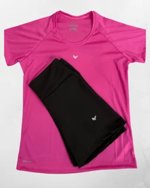 Women's Gym Set: DRY FIT T-Shirt + Sports Fitness Shorts - 淺粉色 - 查看 3