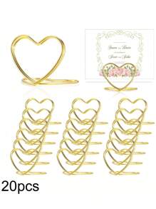 40pcs Heart Shape Metal Gold Table Number Seat Card Holder, Photo Holder Stand Wedding Table Number Name Card Holder Suitable For Wedding Valentine's Day Birthday Party Table Sign Decoration