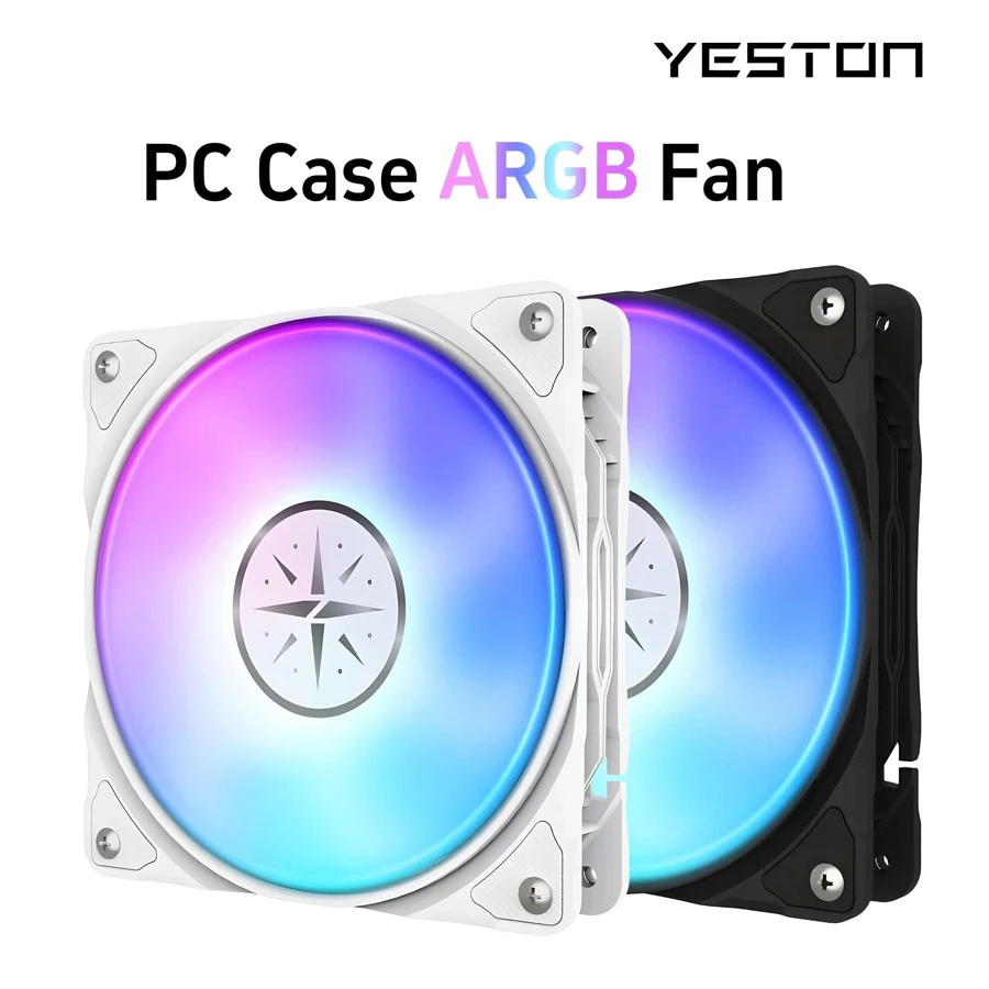 YESTON ZC-120*25 ARGB Tears Of The Moon God LED 120mm Case Fan,Quiet Edition High Airflow Color LED Case Fan For PC Cases, Radiators SystemComputer Case Cooling Fan White - White - View 1