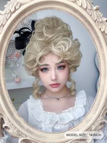 alicegarden 1 Piece Synthetic Heat-Resistant High Disc Hair Blonde Wig, Bangs,14 Inches Long, Made Of Fiber, Good Quality Synthetic Wigs, Natural And Realistic Wig. - Gold - View 3