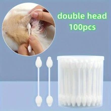 60 支/100 支宠物耳部清洁棉签 - 柔软温和的掏耳棒，适用于狗和猫 - 持久有效护理宠物