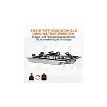 30cm Built-In 2 Burners Gas Hob Cooker Stainless Steel Cooktop Flame Failure Protection NG LPG Convertible 4200W - Silver-2Burners - View 3