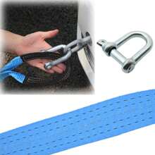 8T 16' 5M Tow Rope Heavy Duty Towing Pull Strap Road Recovery Two Shackles Chain - Blue - View 5