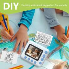 Kids Camera Instant Print, Digital Camera, Kids Selfie Instant Camera, Girls Boys Instant Print Digital Camera - Blue