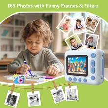 Kids Camera Instant Print, Digital Camera, Kids Selfie Instant Camera, Girls Boys Instant Print Digital Camera - Blue