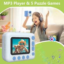 Kids Camera Instant Print, Digital Camera, Kids Selfie Instant Camera, Girls Boys Instant Print Digital Camera - Blue